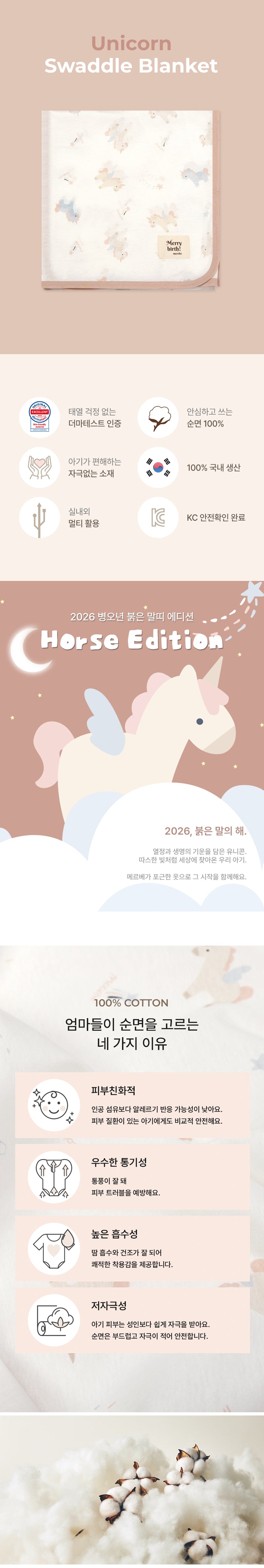 Swaddle Blanket-Baby Unicorn (All Seasons)