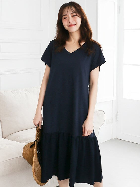 V-Neck Crinkled Chiffon Nursing Dress