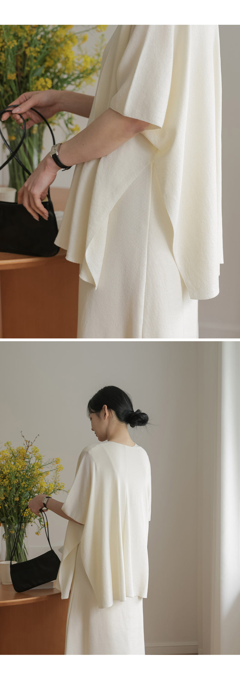 Cooling Knit Shawl Cardigan Dress Two Piece Set