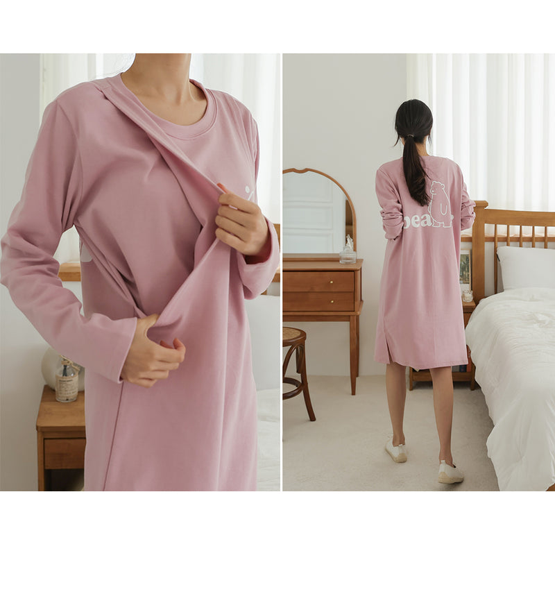 Cotton Bear Printed Nursing Dress