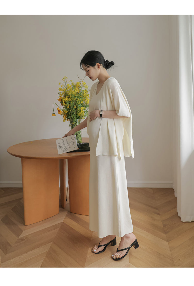 Cooling Knit Shawl Cardigan Dress Two Piece Set