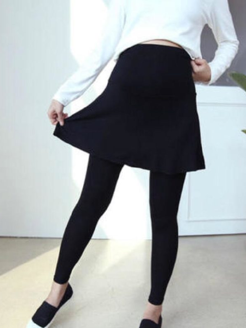 柔軟傘形假兩件短裙托腹Leggings