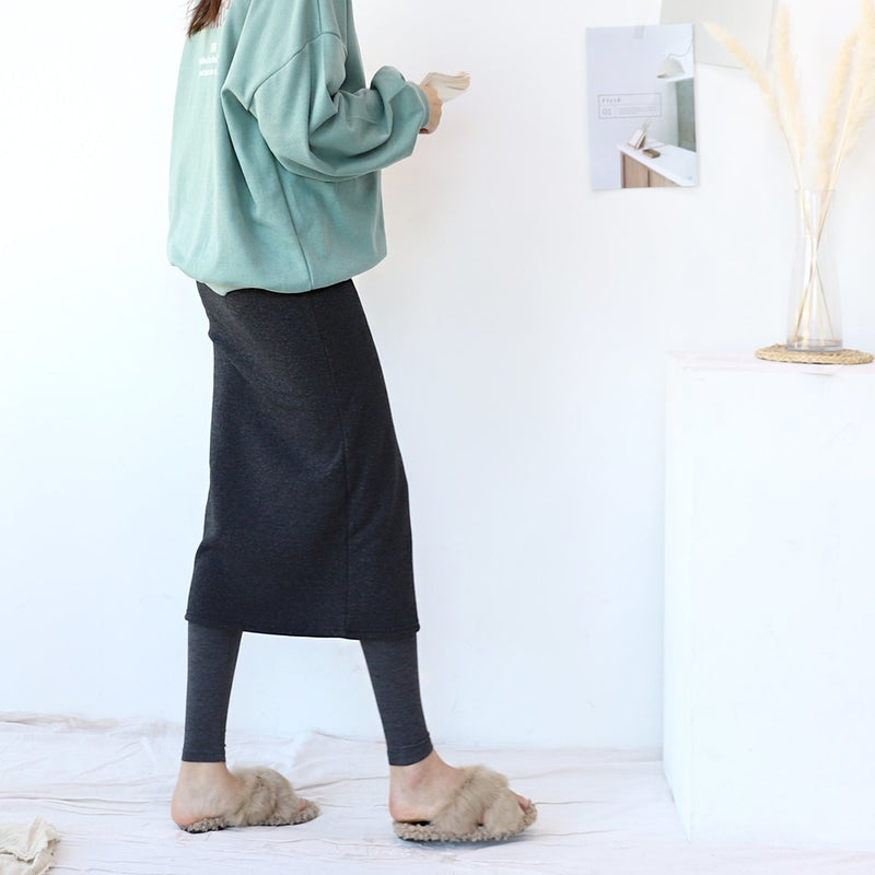 加絨淨色瑜珈托腹腰圍半身裙