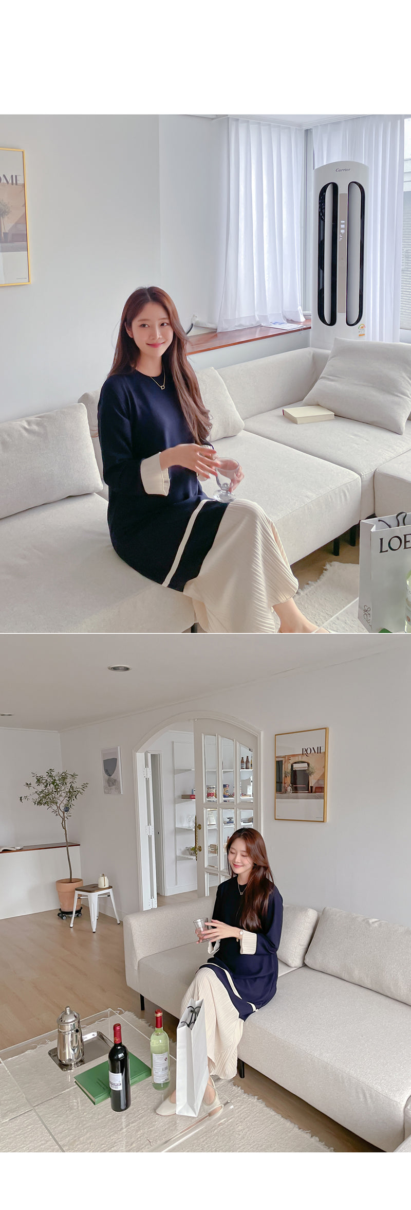 Pleated Two-Toned Midi Dress