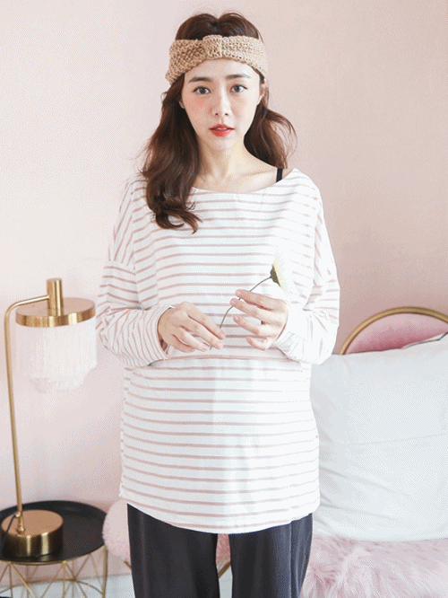 Basic Striped Nursing Top