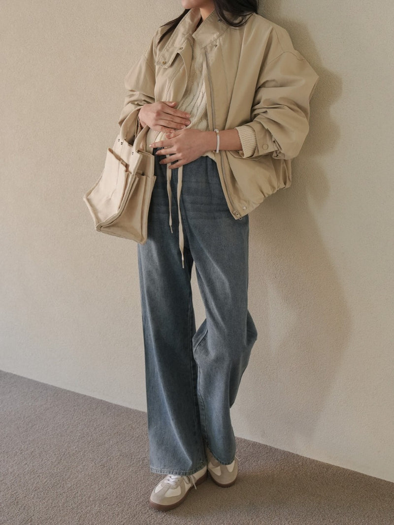 Drawstring Wide-Leg Denim