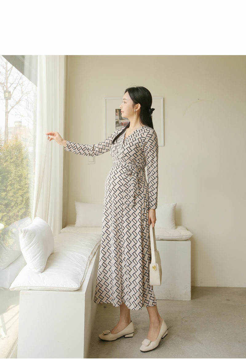Woven Pattern Side Tie Dress