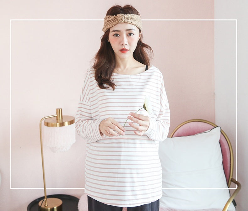 Basic Striped Nursing Top