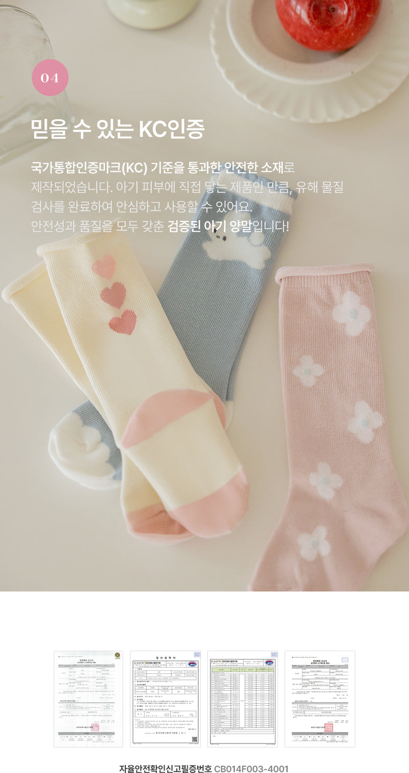 KRMB855 韓國 Merebe 及膝襪-蓬蓬兔