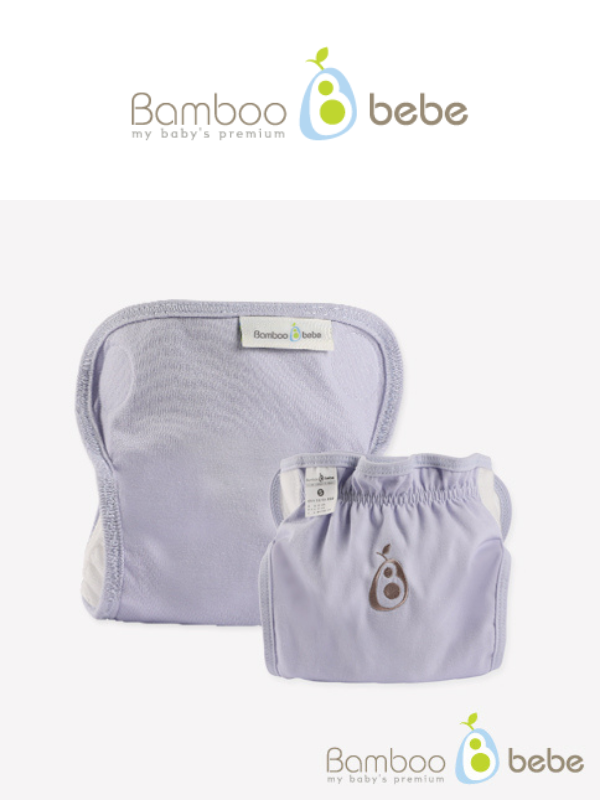 KRBA216 Korea Bamboo Bebe Waterproof Diaper Cover (Lavender)