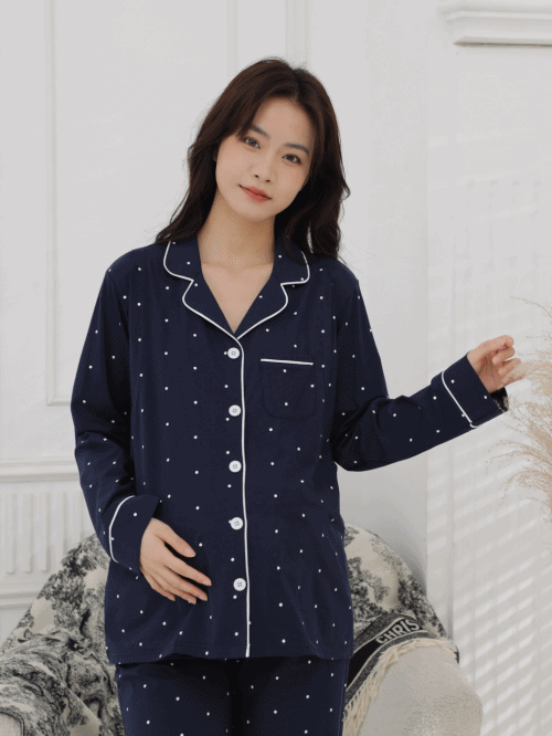 點點圖案可調腰圍長䄂哺乳套裝