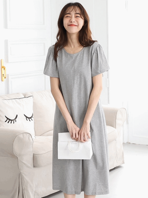 Plain Ruffled Sleeves Nursing Dress