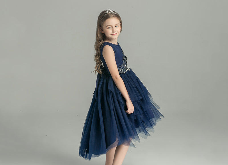 KDX1010 Asymmetric Layered Mesh Princess Dress (Size:100-150)