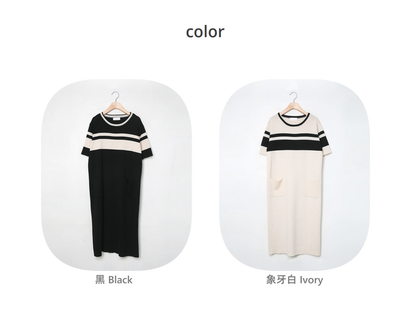 Simple Round Neck Pocket Dress