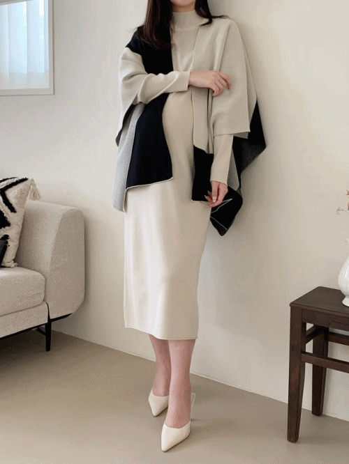 Knitted Shawl Cardigan Two Piece Dress Set