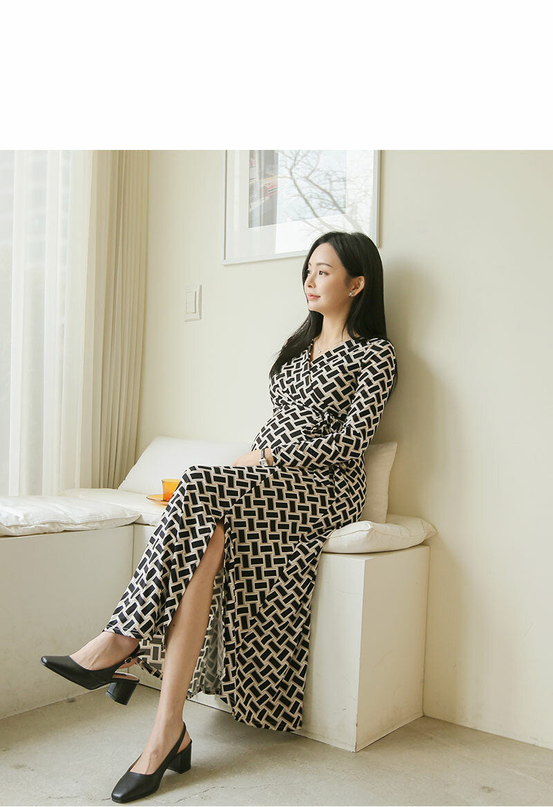 Woven Pattern Side Tie Dress