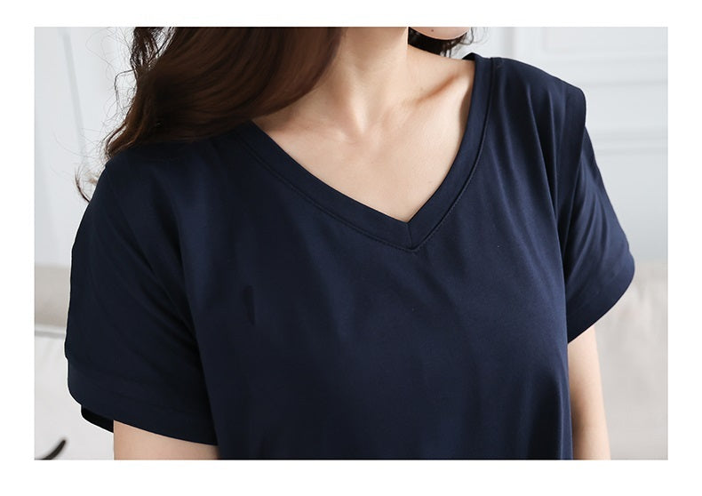 V領拼布哺乳連身裙
