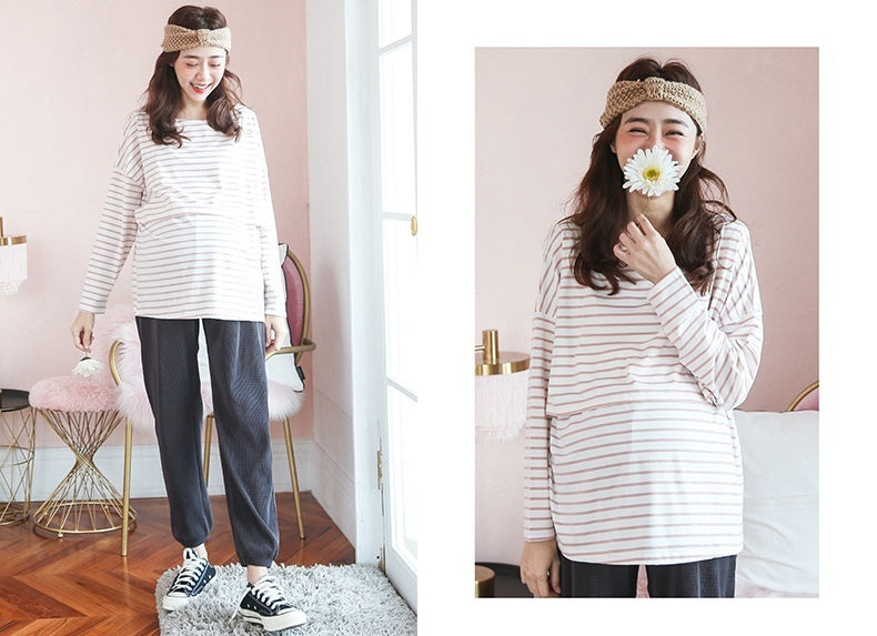Basic Striped Nursing Top