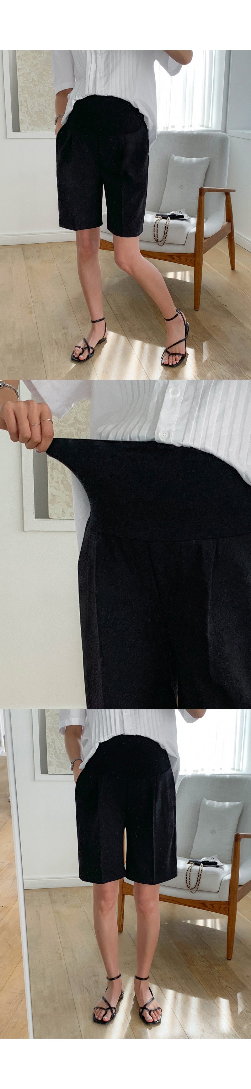 中性壓褶瑜伽腰圍托腹短褲