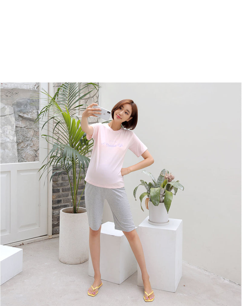 Simple 1/2 Length Over-knee Shorts with Yoga Waistband