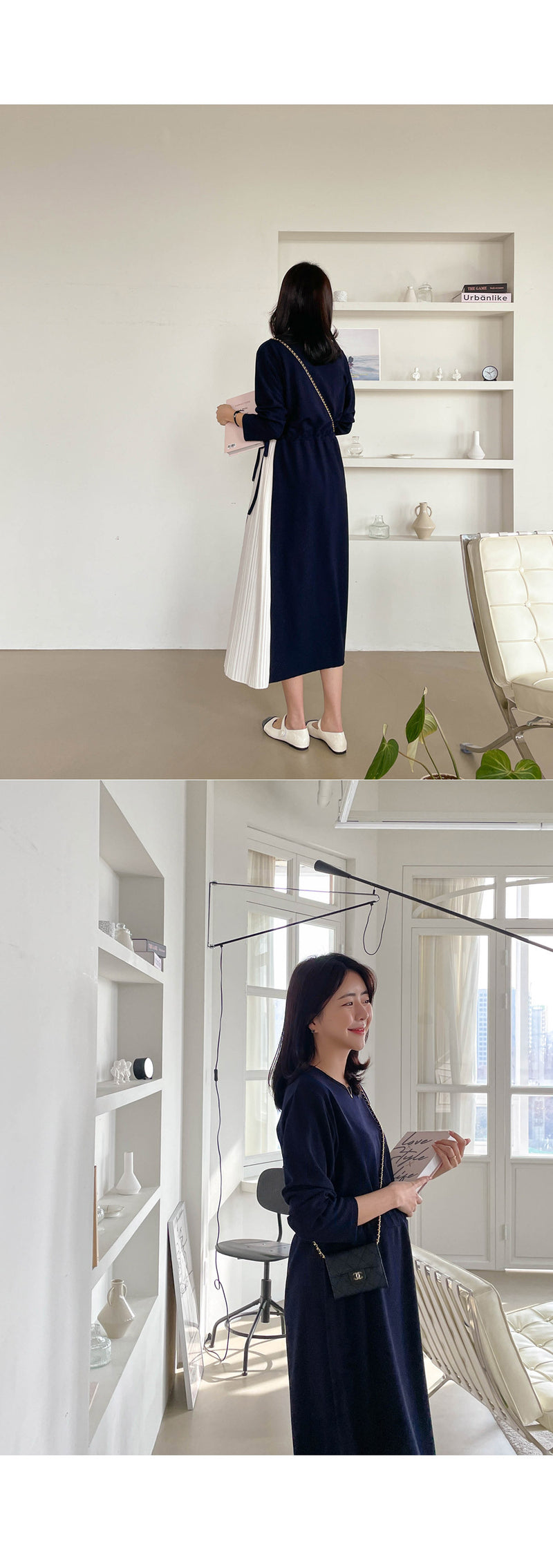 Two-Tone Drawstring Dress