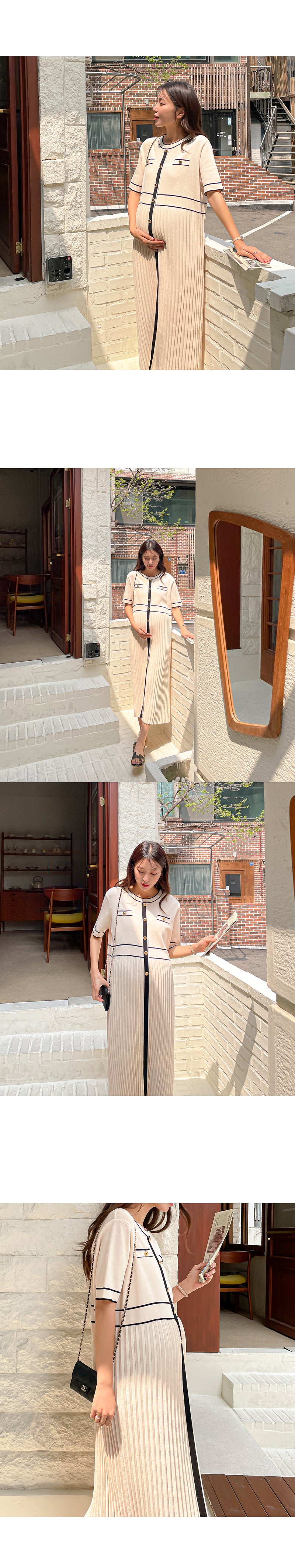 Elegant Stripe Knit Midi Dress