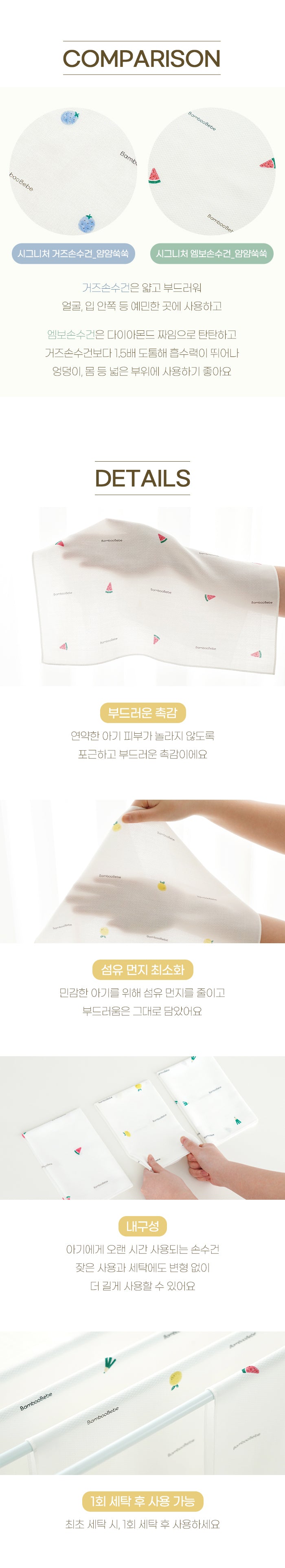 KRBA115 Korea Bamboo bebe Signature Bamboo Embossed Gauze Handkerchief(Yummy Veggie)-6pcs set