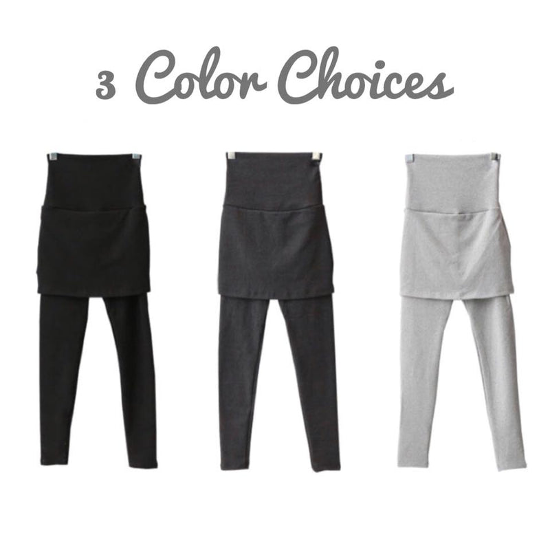 柔軟假兩件短裙托腹Leggings