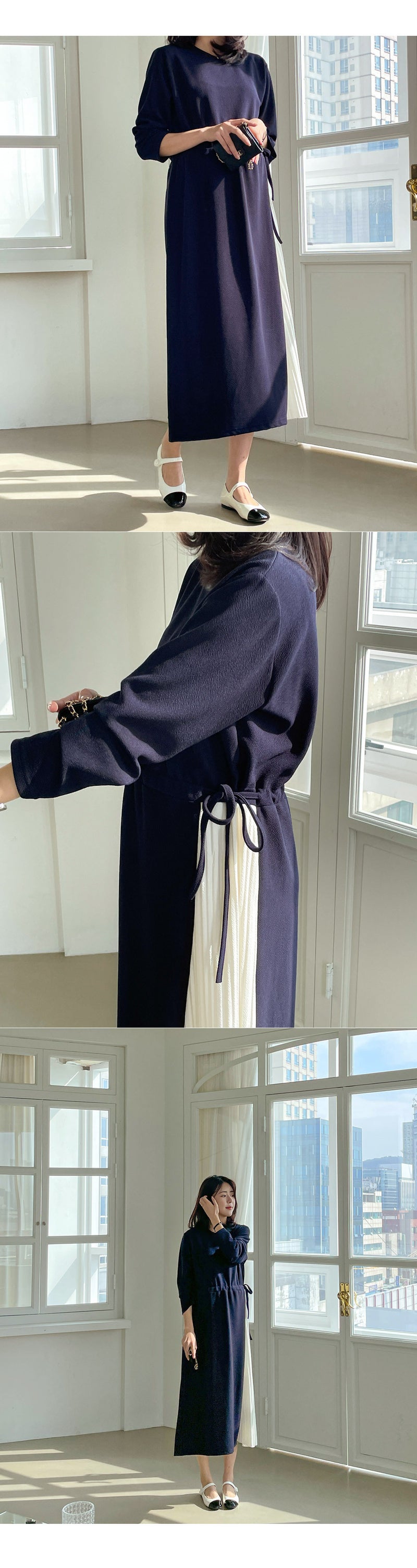 Two-Tone Drawstring Dress