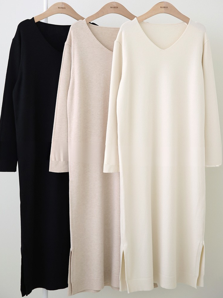 V Neck Knitted Dress
