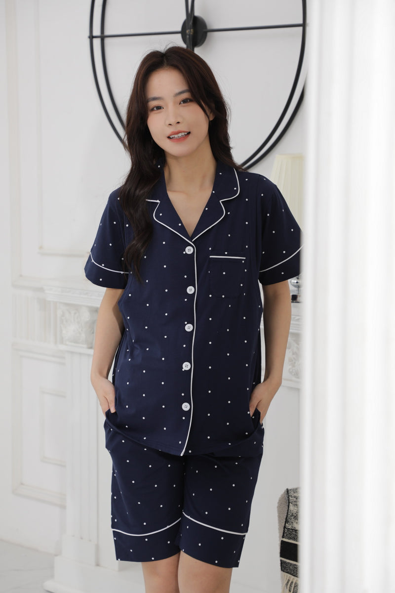 點點圖案可調腰圍短䄂哺乳套裝