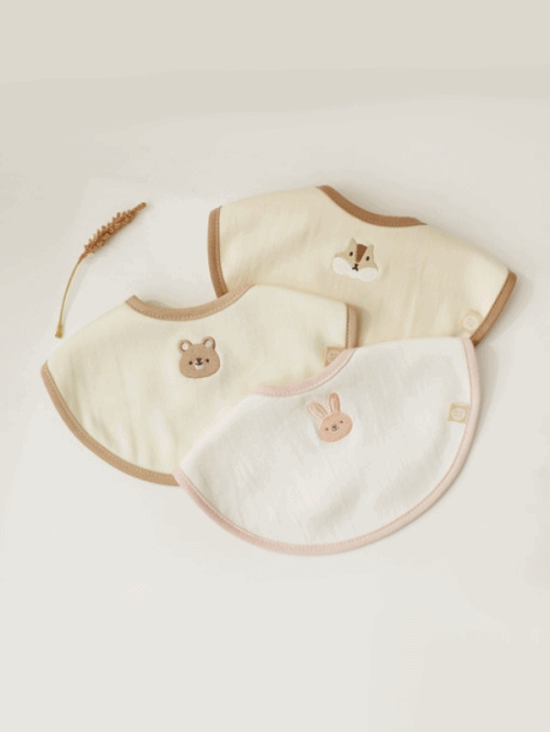 KRDY172 Korea Baby&I 4 Seasons Embroidery Cotton Bib (3 Patterns)