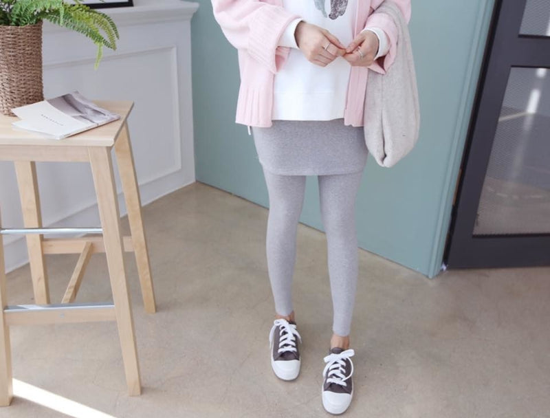 柔軟假兩件短裙托腹Leggings