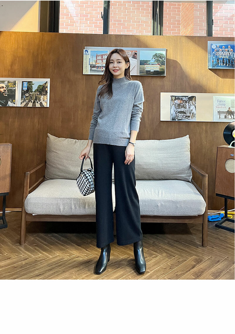 Ribbed Knit Wide-leg Pants