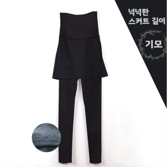 KRMD708 Korea Mom's day Premium Quality Supporting Fleece-lined Skirt Leggings (3 Colors) [Maternity Leggings/Bottoms]