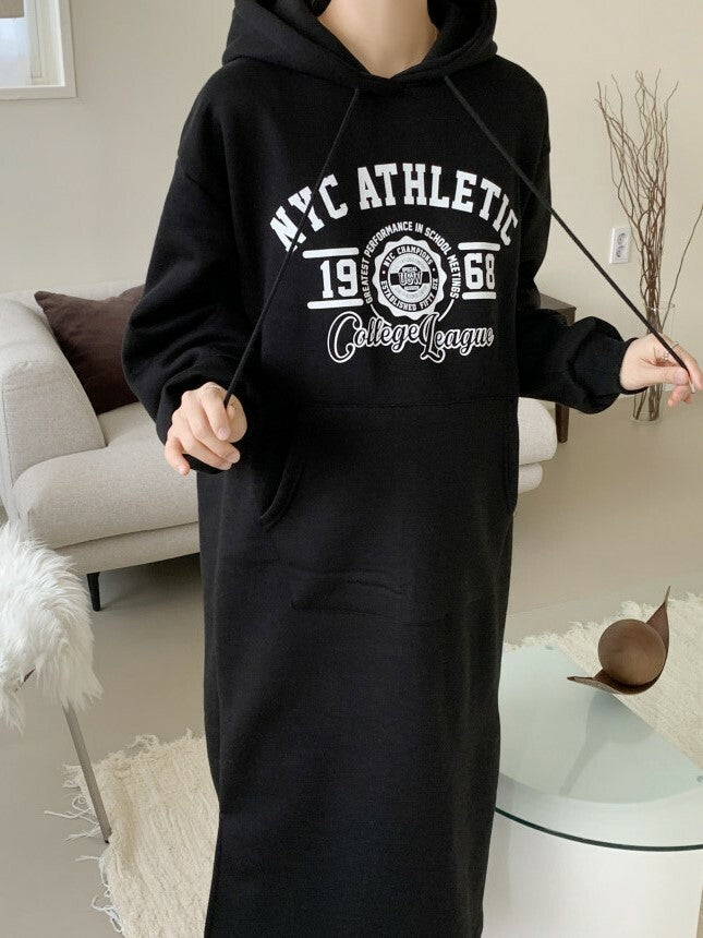 Printed Brushed Hooded Dress