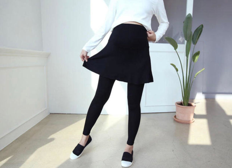 柔軟傘形假兩件短裙托腹Leggings