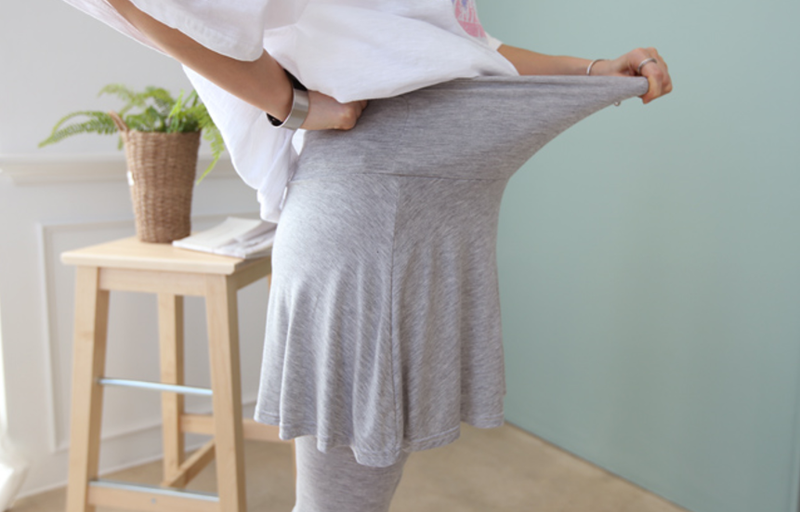 柔軟傘形假兩件短裙托腹Leggings