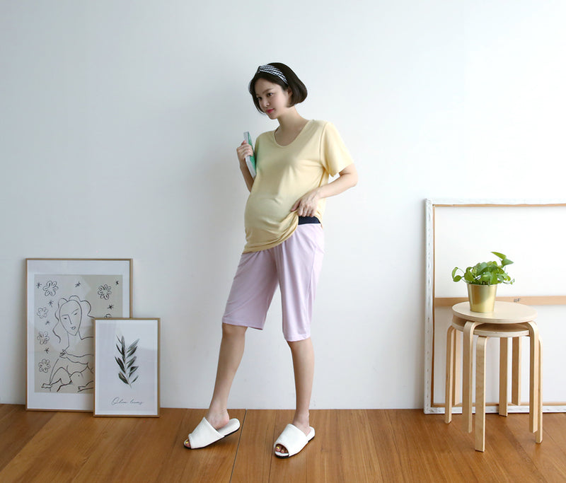 Simple 1/2 Length Over-knee Shorts with Yoga Waistband