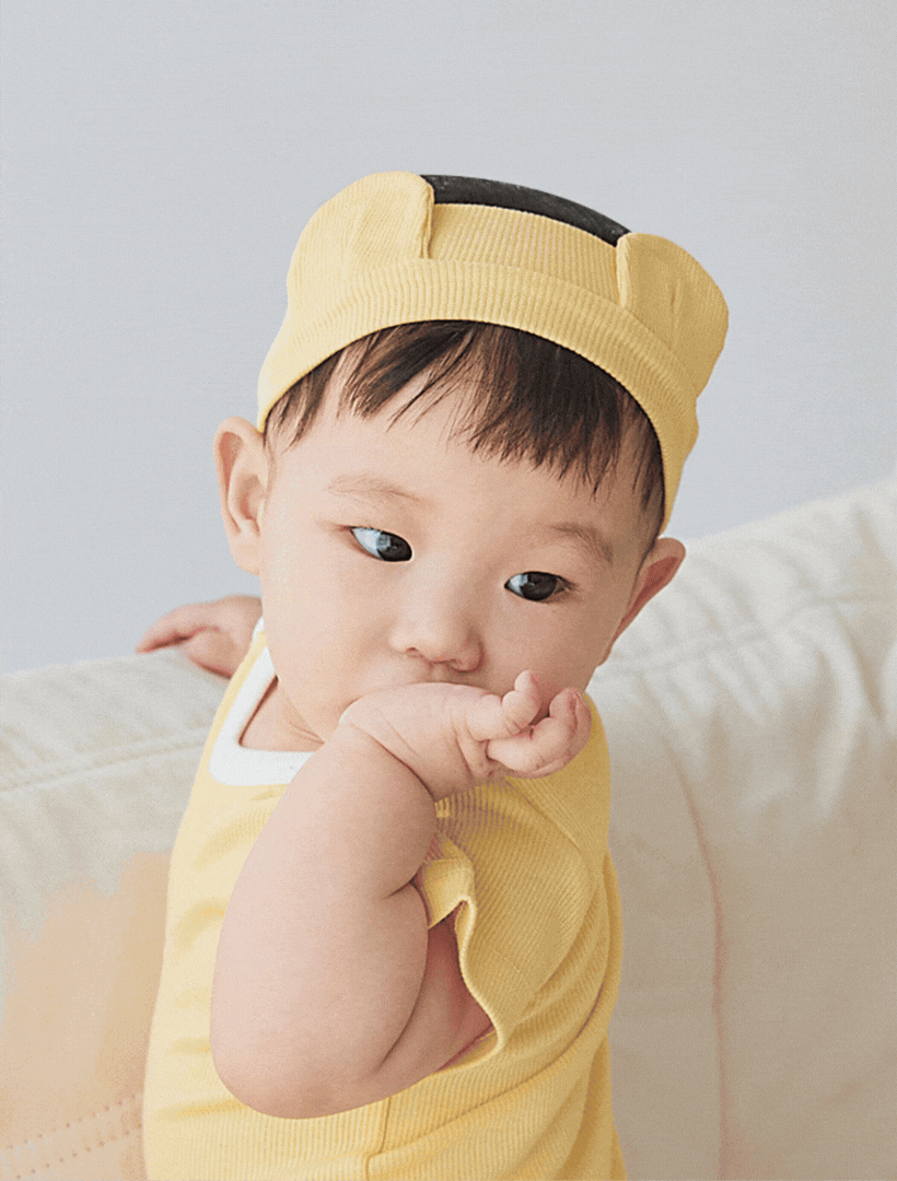 KRDY190 Korea Baby&I Modal Ribbed Bear Hairband (4 Colors)