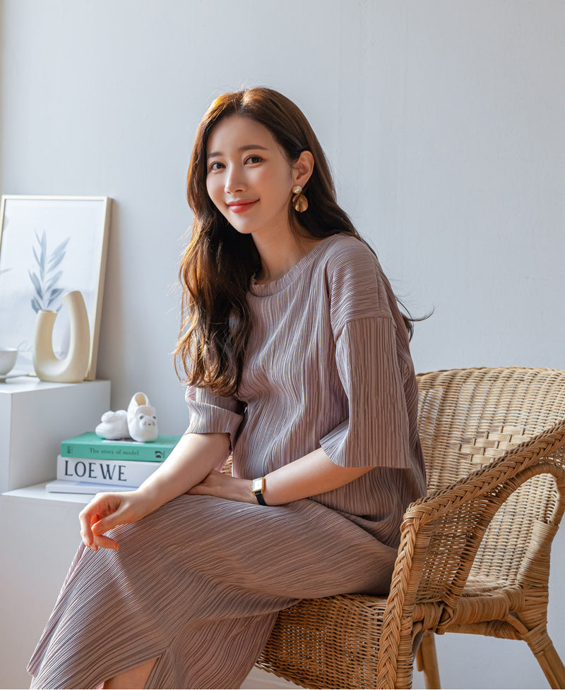 Pleated Midi Dress