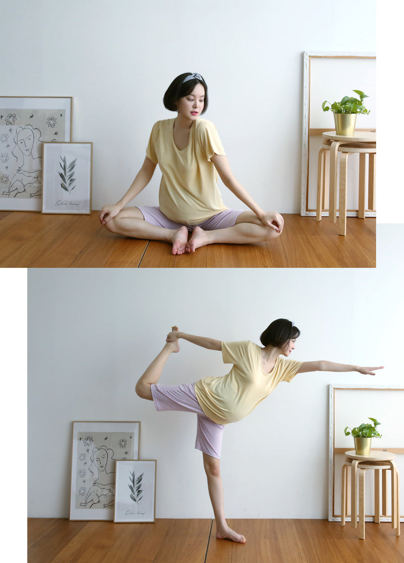 Simple 1/2 Length Over-knee Shorts with Yoga Waistband