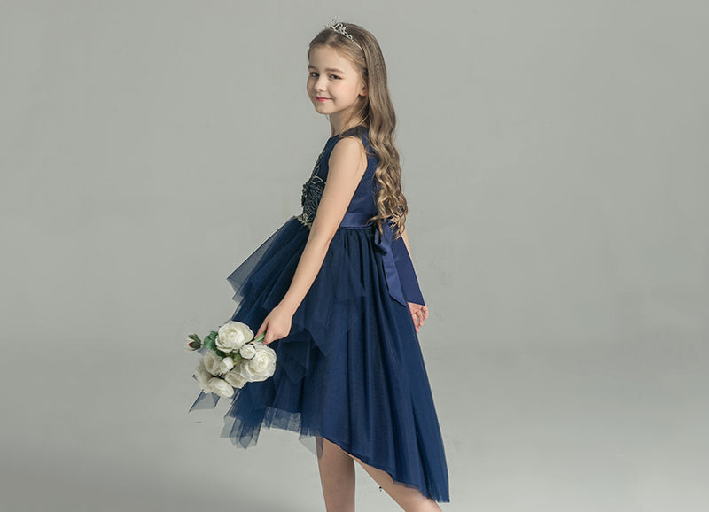 KDX1010 Asymmetric Layered Mesh Princess Dress (Size:100-150)