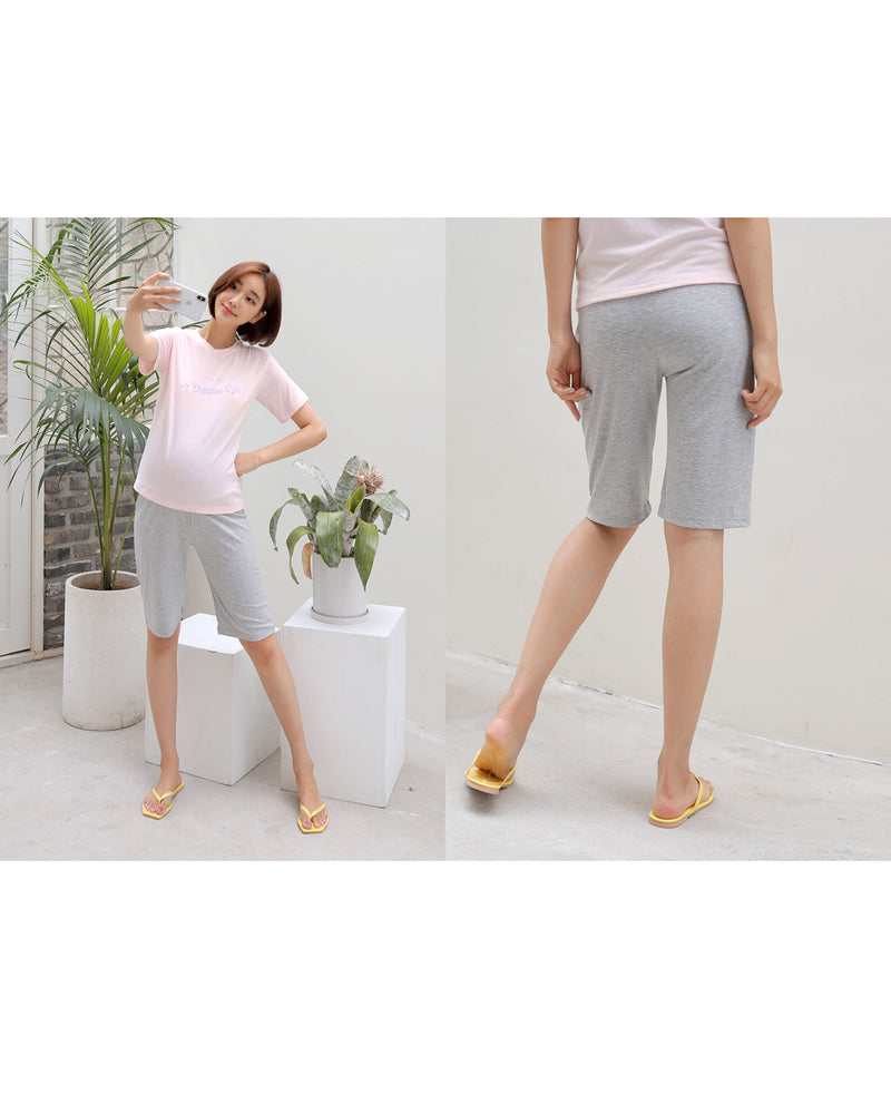 Simple 1/2 Length Over-knee Shorts with Yoga Waistband