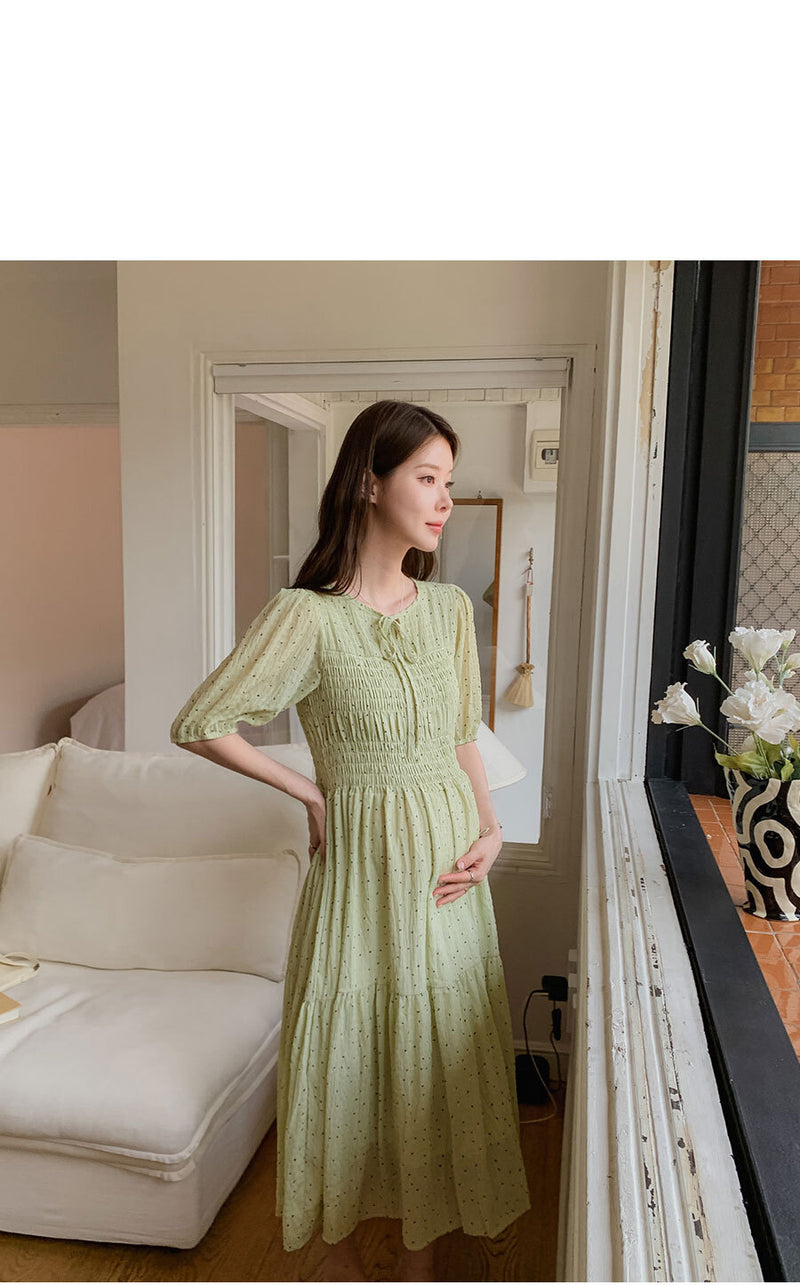 Greenery Smock Maternity Dress
