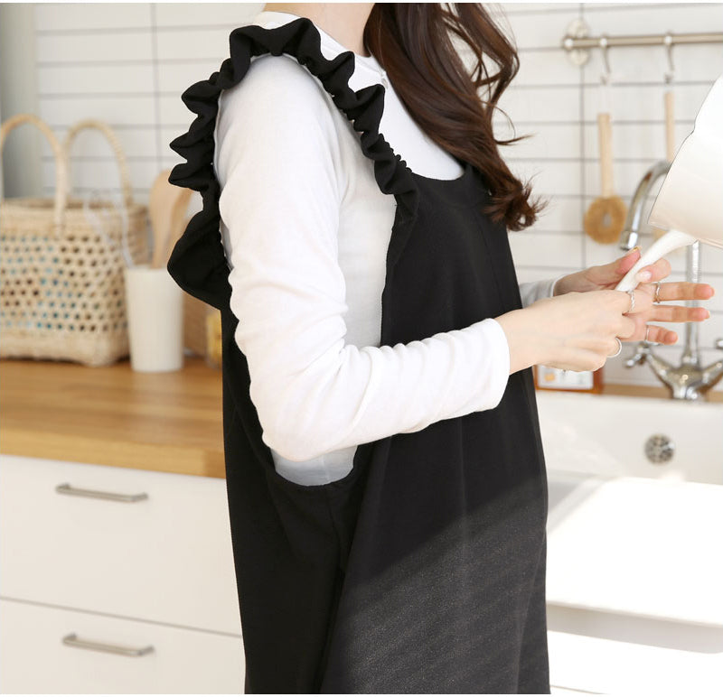 Frilled-Strap Wide-Leg Overall Pants