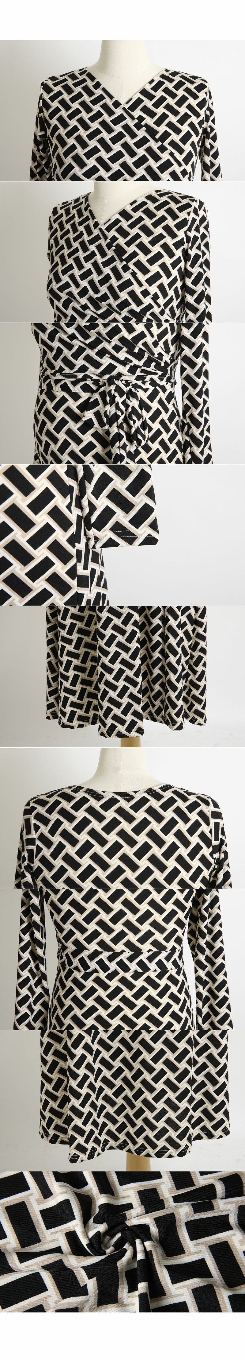 Woven Pattern Side Tie Dress