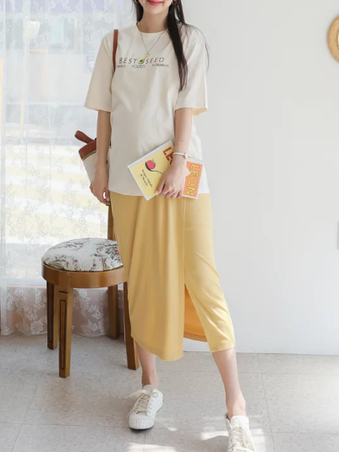 Soft & Elastic Split-Fork Skirt