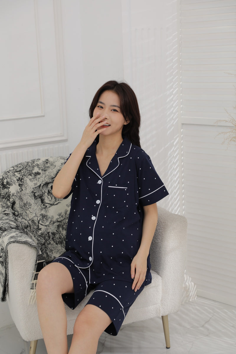 點點圖案可調腰圍短䄂哺乳套裝
