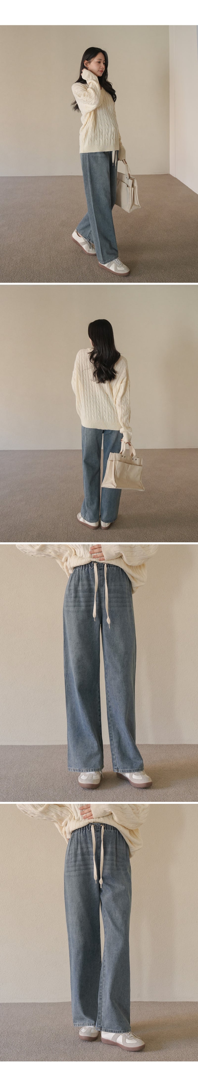 Drawstring Wide-Leg Denim